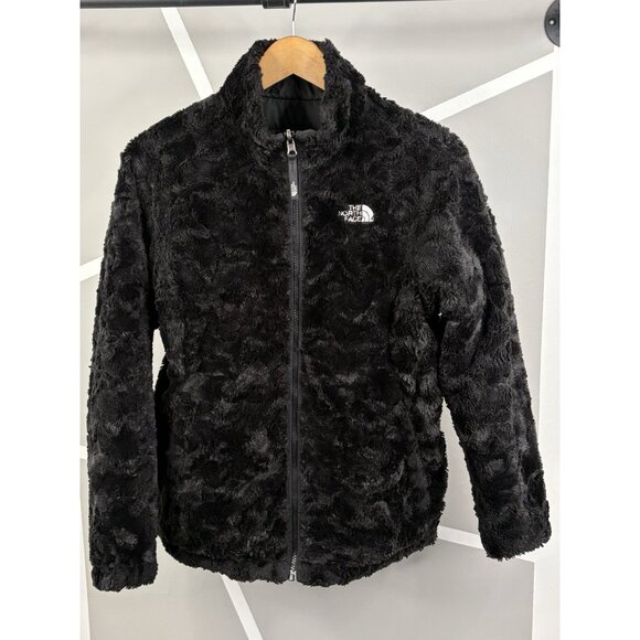 North Face Puffer Reversible Jacket Girl’s Youth XL 18 Cozy Sherpa Fleece Black - Picture 6 of 16